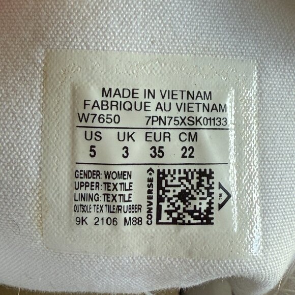 Converse White High-Top Sneakers Size 5 - Picture 2 of 10